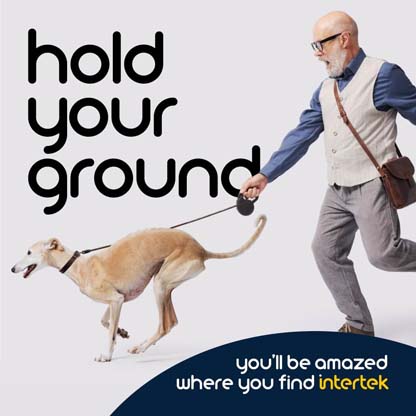 A man being pulled by a running dog on a leash